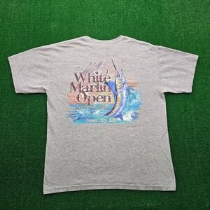 White Marlin Open Tshirt Mens Large Gray 37th Annual Fishing Tournament Graphic